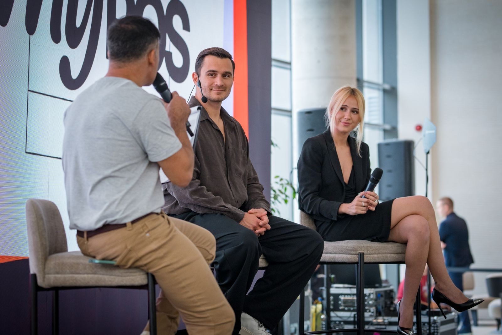 Maria Bakalova and Julian Kostov at an on-stage Q&A