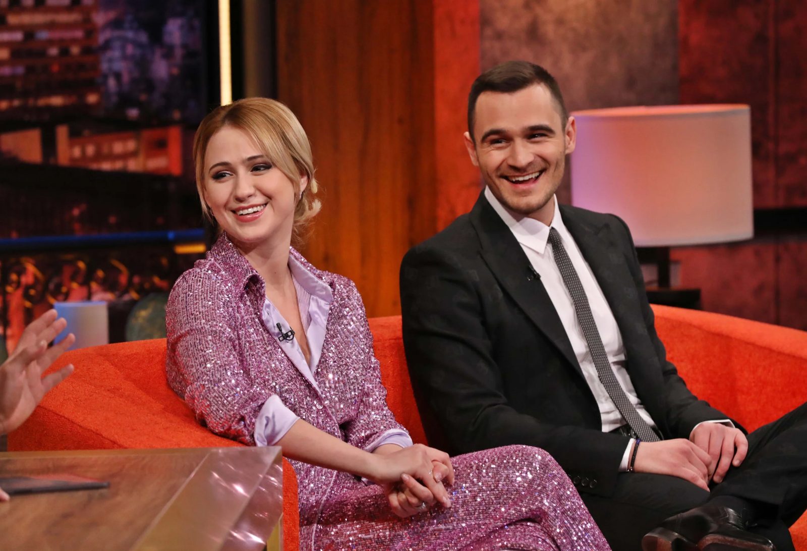 Maria Bakalova and Julian Kostov on a TV talk show